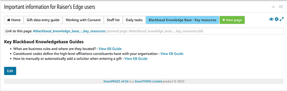 SmartPAGES link to Blackbaud Guides