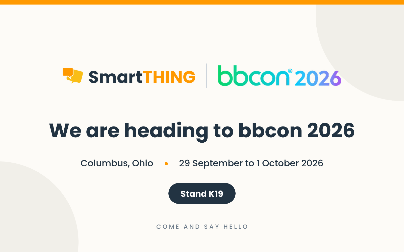 Come and say hello at bbcon 2026, stand K19